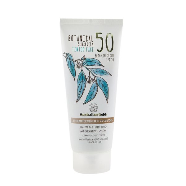 Australian Gold Botanical Sunscreen SPF 50 Tinted Face BB Cream - Medium to Tan  89ml 3oz Online now