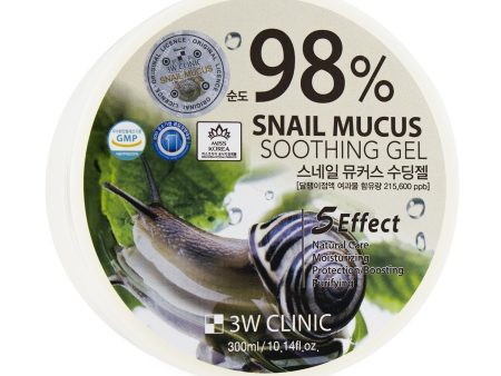 3W Clinic 98% Snail Mucus Soothing Gel  300ml 10.14oz For Sale