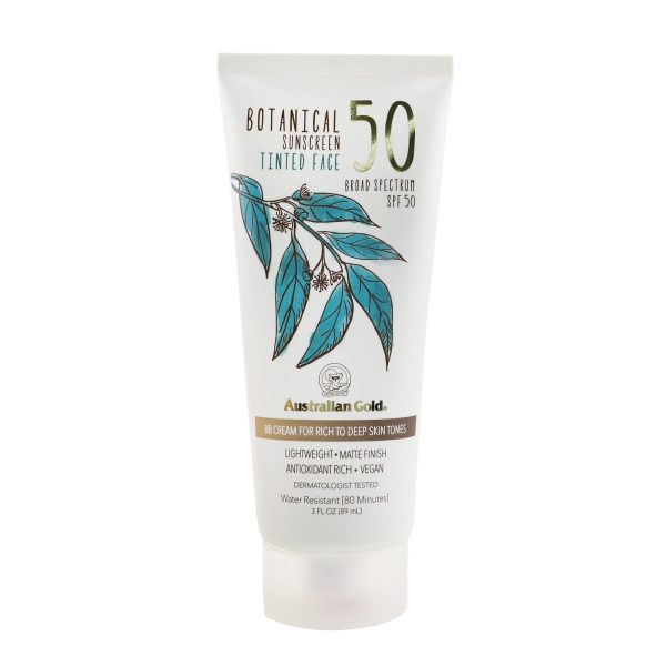 Australian Gold Botanical Sunscreen SPF 50 Tinted Face BB Cream - Rich to Deep  89ml 3oz Cheap